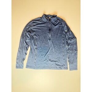 Kuhl Mens Blue Space Dye 1/4 Zip Pullover Thumbhole Activewear Top Large
